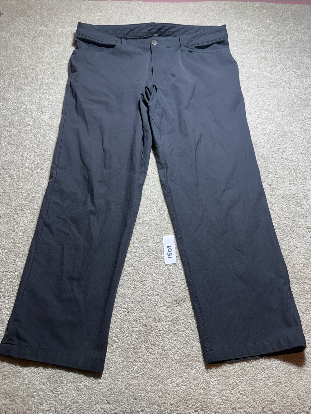 Lululemon ABC Pants Mens 36/30 Black/grey Chino Flat Front Straight Performance